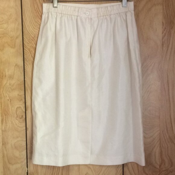 80s silk look white midi skirt - Picture 2 of 2